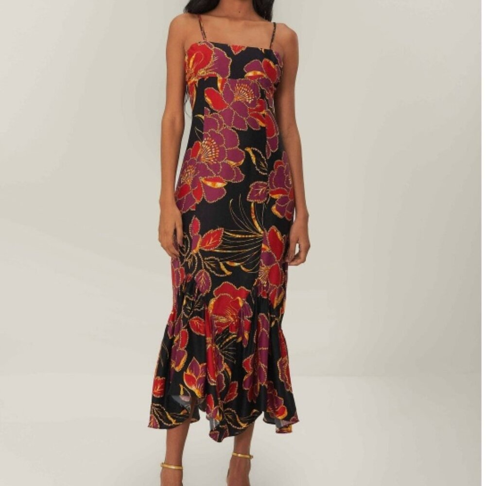 FARM RIO Black Shiny Chita Lenzing Ecovero Maxi Dress - Picture 1 of 16